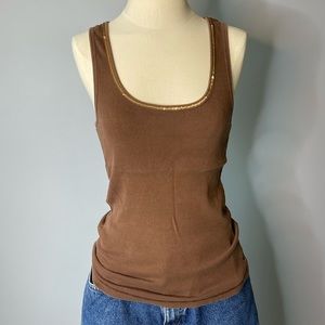 Brown 2000s AE tank top with sequin edging